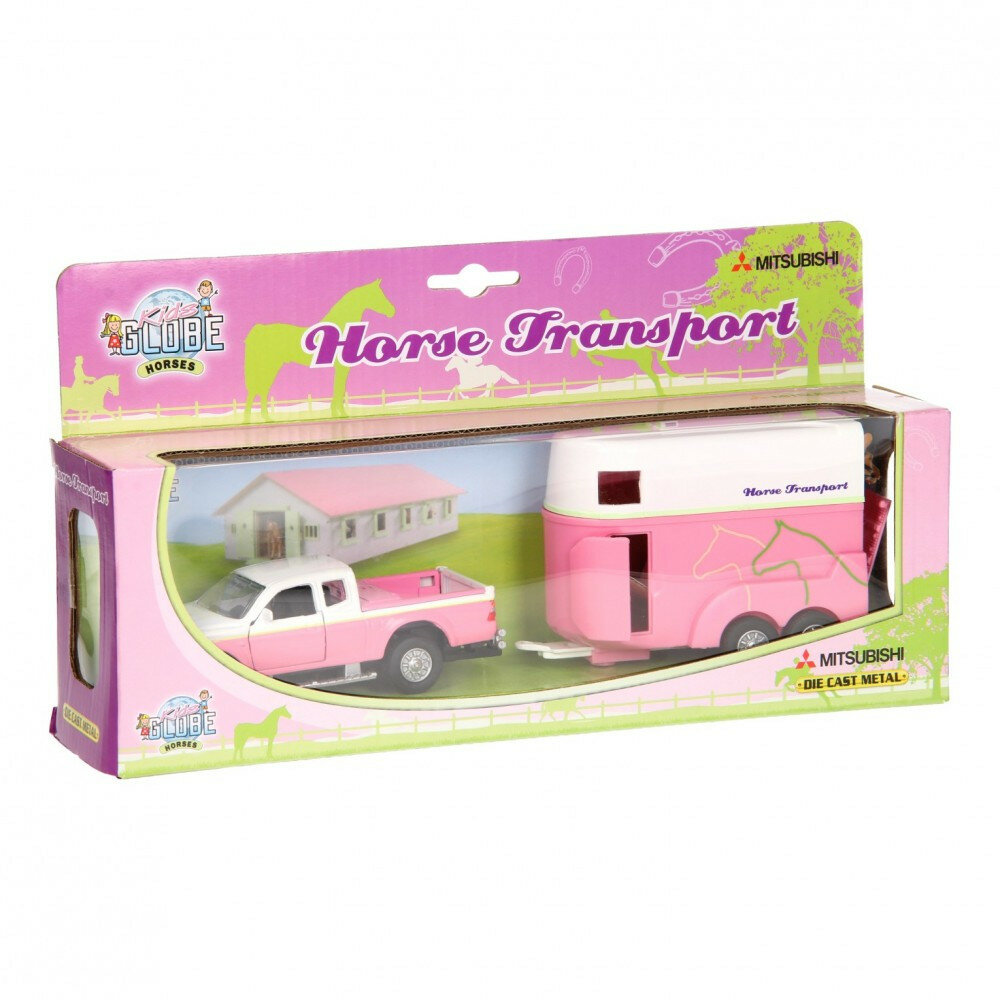 Kids Globe Mitsubishi met paardentrailer roze