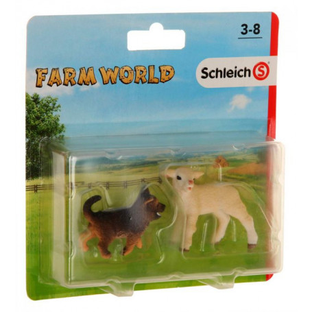 Schleich 87391 Farm Life 2 Pack 2 Lamm und Schäferhund Welpe