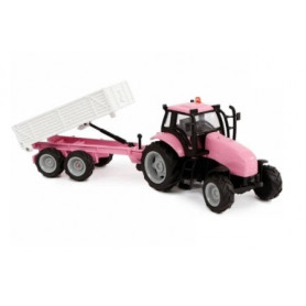 Kids Globe roze tractor met aanhanger licht geluid