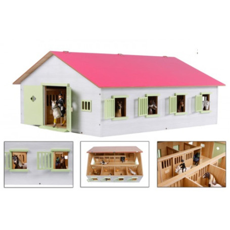 x Horse Stable with 7 boxes pink 1:24 Kids Globe
