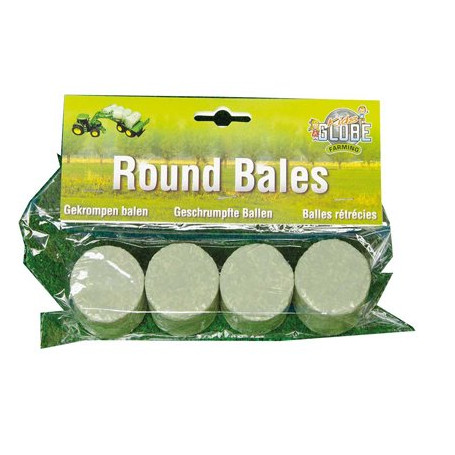 Set of 4 round bales wrapped in plastic.
